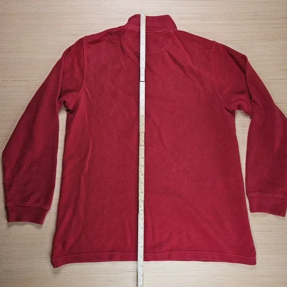 Chaps Sweater Mens M Red Pullover Crew Neck Quarter Zip Waffle Knit‎ Preppy - Picture 9 of 11